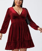 Plus Size Plunge Long Sleeve Mini Dress - Body By J'ne