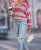 Striped Dropped Shoulder Long Sleeve Sweater - Body By J'ne