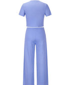 Round Neck Short Sleeve Top and Pocketed Pants Set - Body By J'ne