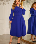 Plus Size Round Neck Long Sleeve Dress - Body By J'ne