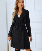 Lapel Collar Tie Belt Double-Breasted Trench Coat - Body By J'ne