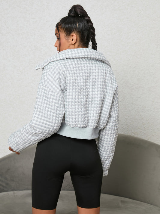 Houndstooth Zip-Up Jacket - Body By J'ne