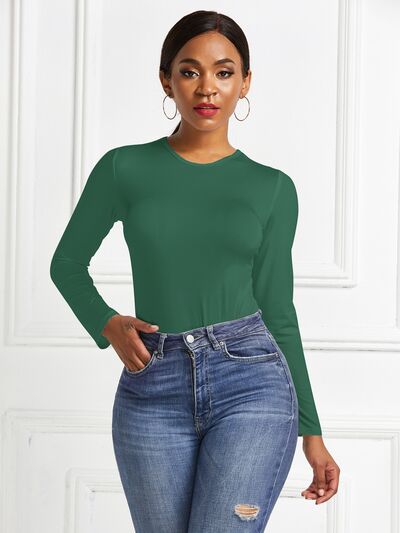 Round Neck Long Sleeve Bodysuit - Body By J'ne