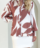 Printed Button Up Lantern Sleeve Shirt - Body By J'ne