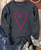 Heart Round Neck Dropped Shoulder Sweatshirt - Body By J'ne