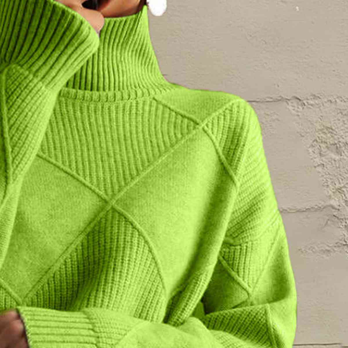 Geometric Turtleneck Long Sleeve Sweater - Body By J'ne