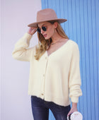 Fuzzy Long Sleeve Button Down Cardigan - Body By J'ne