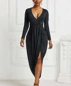 High-low Ruched Surplice Long Sleeve Dress - Body By J'ne