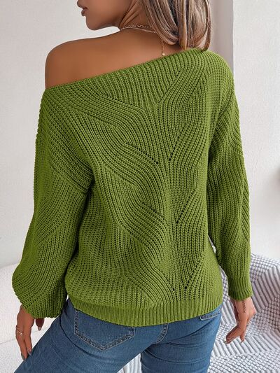 Openwork Long Sleeve Sweater - Body By J'ne