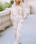 Printed Long Sleeve Top and Wide Leg Pants Lounge Set - Body By J'ne