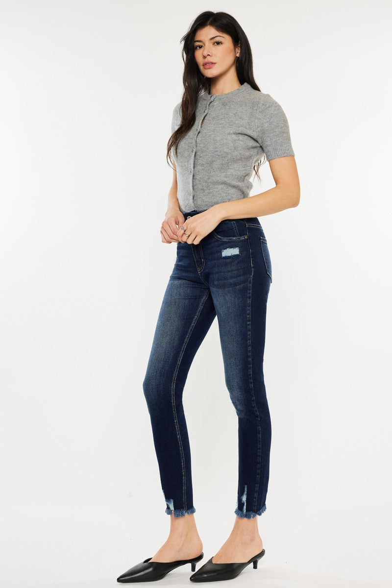 Kancan Full Size Cat's Whiskers Raw Hem High Waist Jeans - Body By J'ne