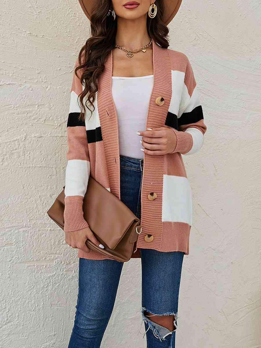 Color Block Button Down Cardigan - Body By J'ne