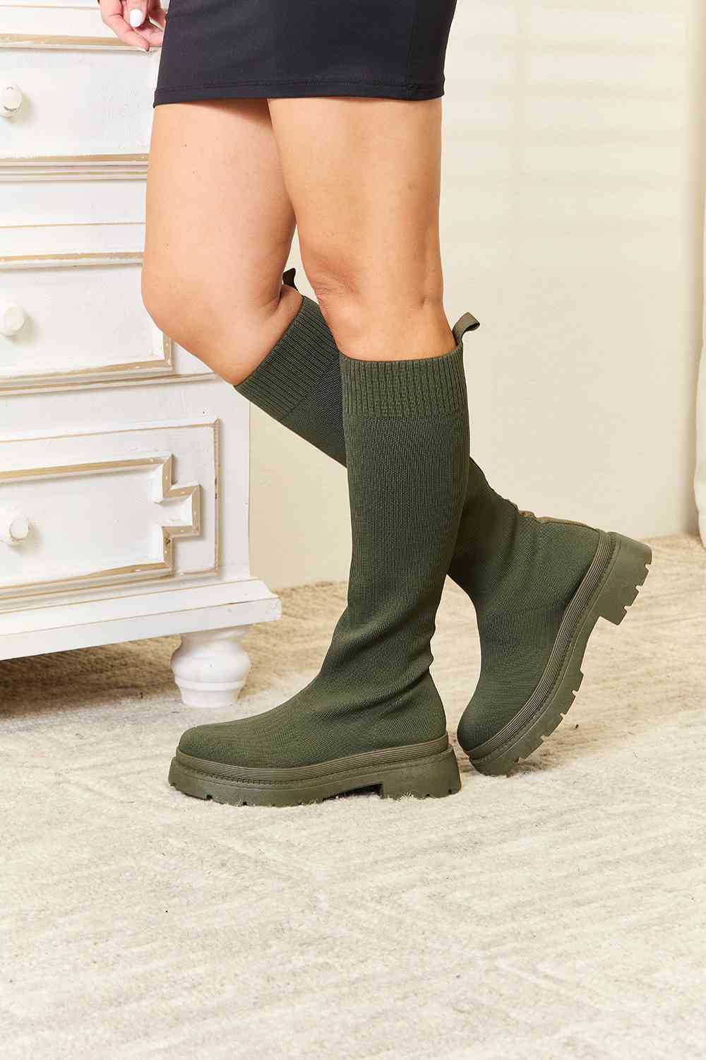 Knee High Platform Sock Boots - Body By J'ne