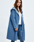 Button Up Dropped Shoulder Hooded Denim Top - Body By J'ne