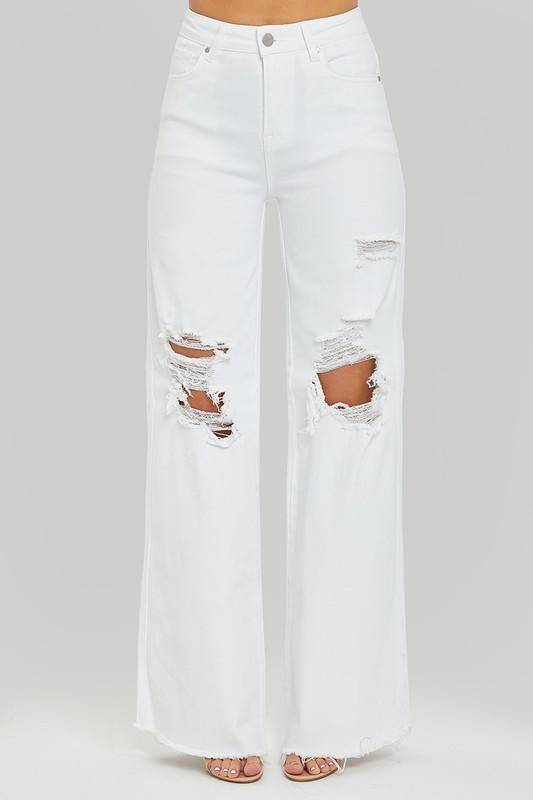 Lily High Rise Distressed Wide Leg Dad Jeans - Body By J'ne