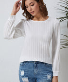 Ribbed Round Neck Long Sleeve Top - Body By J'ne