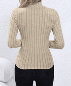 Mock Neck Long Sleeve Knit Top - Body By J'ne