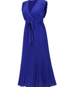 Tied Surplice Cap Sleeve Pleated Dress - Body By J'ne