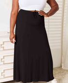 Full Size Soft Rayon Drawstring Waist Maxi Skirt Rayon - Body By J'ne