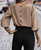 Round Neck Lantern Sleeve Blouse - Body By J'ne