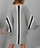 Ribbed Round Neck Long Sleeve Sweater Dress - Body By J'ne