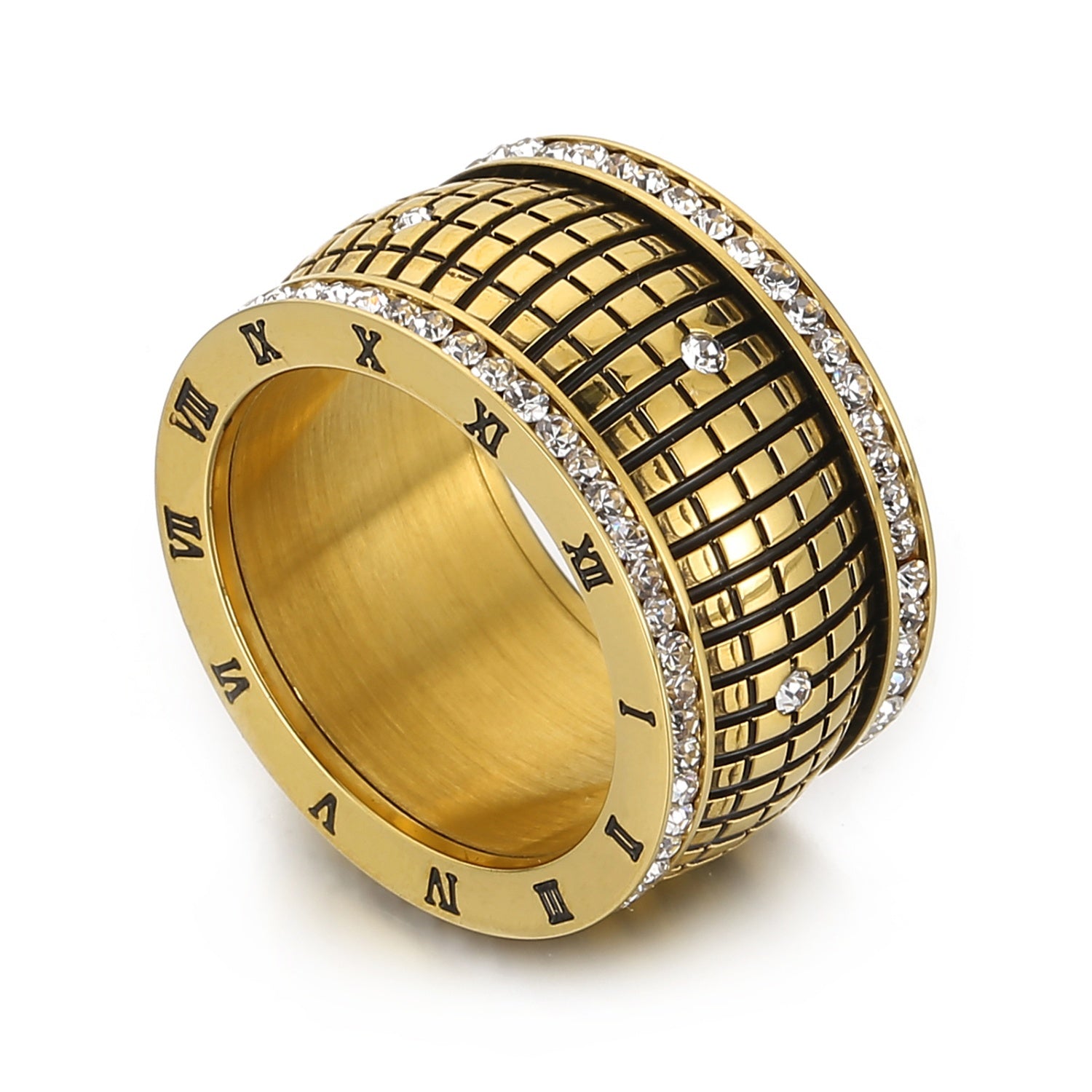 Inlaid Rhinestone Stainless Steel Ring - Body By J'ne