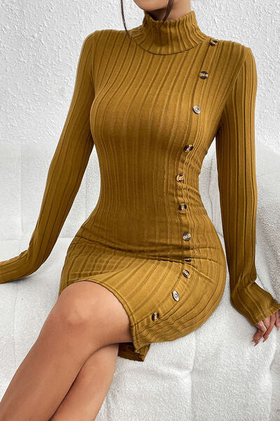 Turtleneck Long Sleeve Mini Dress - Body By J'ne