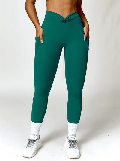 Twisted High Waist Active Pants with Pockets - Body By J'ne