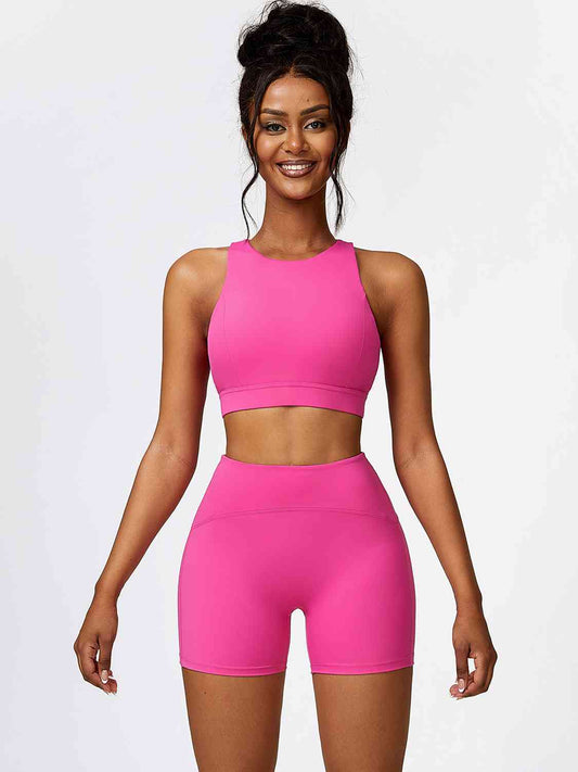 Cutout Cropped Sport Tank and Shorts Set - Body By J'ne