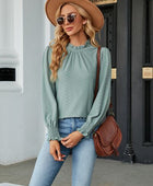 Frill Mock Neck Lantern Sleeve Blouse - Body By J'ne