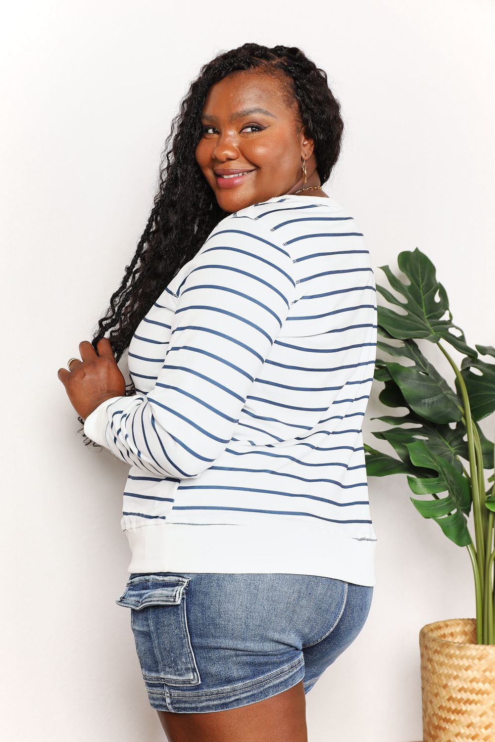 Double Take Striped Long Sleeve Round Neck Top - Body By J'ne