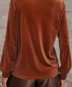 Ribbed Zip Up Long Sleeve T-Shirt - Body By J'ne