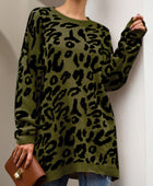 Leopard Round Neck Tunic Sweater - Body By J'ne