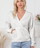 Surplice Pocketed Long Sleeve Sweatshirt - Body By J'ne