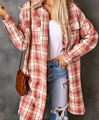 Plaid Button-Up Longline Shacket with Breast Pockets - Body By J'ne