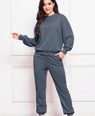 Round Neck Long Sleeve Sweatshirt and Pants Set - Body By J'ne