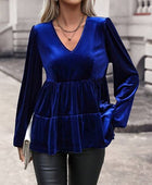 V-Neck Balloon Sleeve Peplum Blouse - Body By J'ne