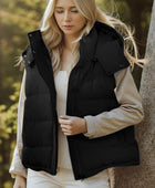 Pocketed Zip Up Hooded Vest Coat - Body By J'ne