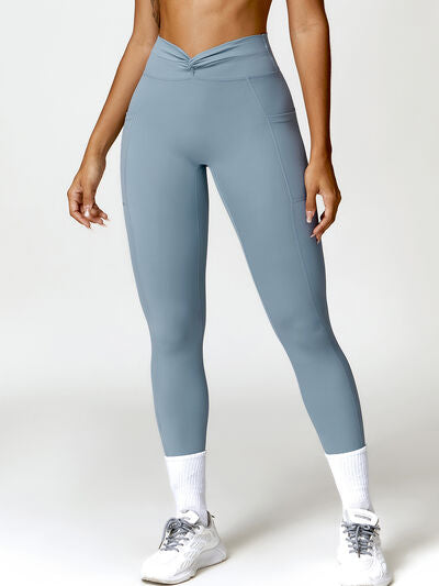 Twisted High Waist Active Pants with Pockets - Body By J'ne