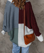 Color Block Cable-Knit Batwing Sleeve Cardigan - Body By J'ne