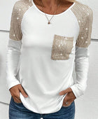 Sequin Round Neck Long Sleeve T-Shirt - Body By J'ne