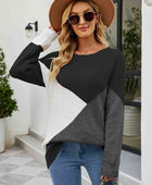 Color Block Round Neck Sweater - Body By J'ne