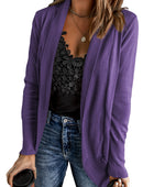 Long Sleeve Ribbed Hem Open Front Longline Cardigan - Body By J'ne