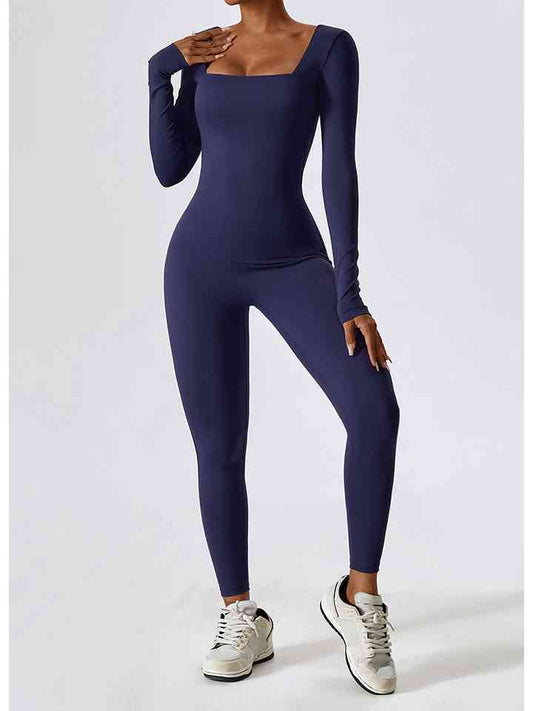 Square Neck Long Sleeve Sports Jumpsuit - Body By J'ne