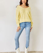 V-Neck Patterned Long Sleeve Sweater - Body By J'ne