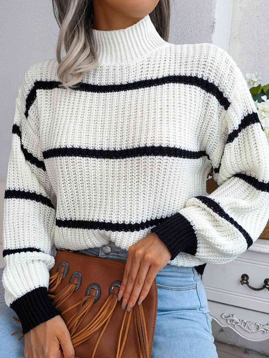 Striped Rib-Knit Sweater - Body By J'ne