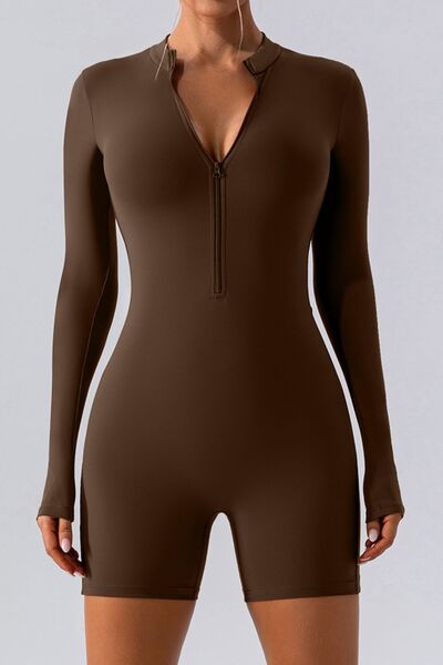 Half Zip Long Sleeve Active Romper - Body By J'ne