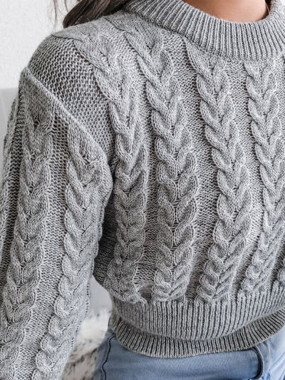 Cable-Knit Round Neck Sweater - Body By J'ne
