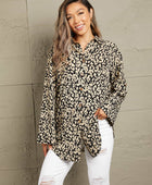 Leopard Roll-Tap Sleeve Shirt - Body By J'ne