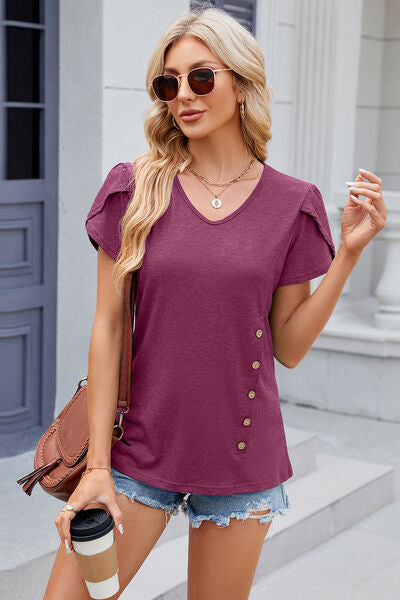 V-Neck Short Sleeve T-Shirt - Body By J'ne